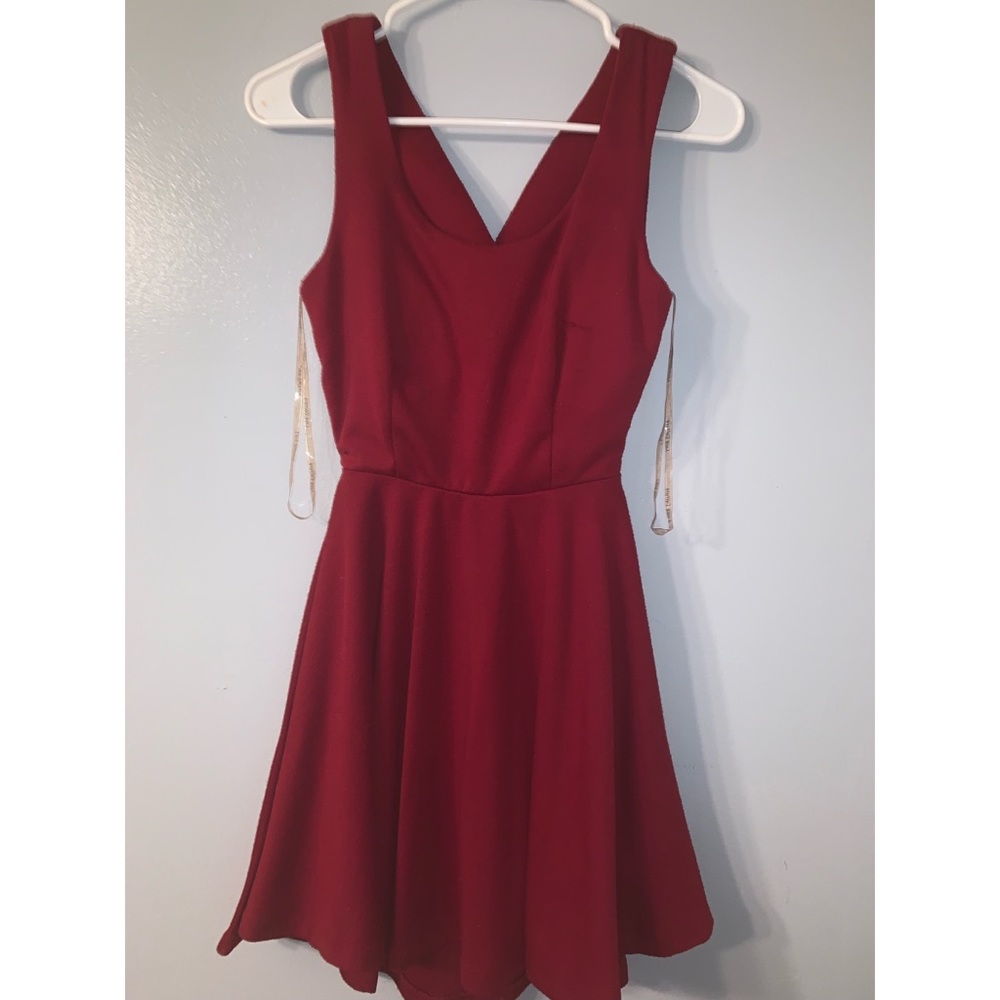 Red open-back mini dress